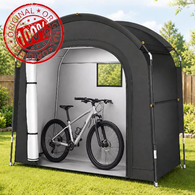 Bike Tent for Outside Storage – Waterproof 210D Oxford for 1–2 Bikes                                                          Anti-UV Garden Storage Tent with Ventilation Window Ground Pegs and Carry Bag for Motorcycle Garden Tools Lawn Mowe